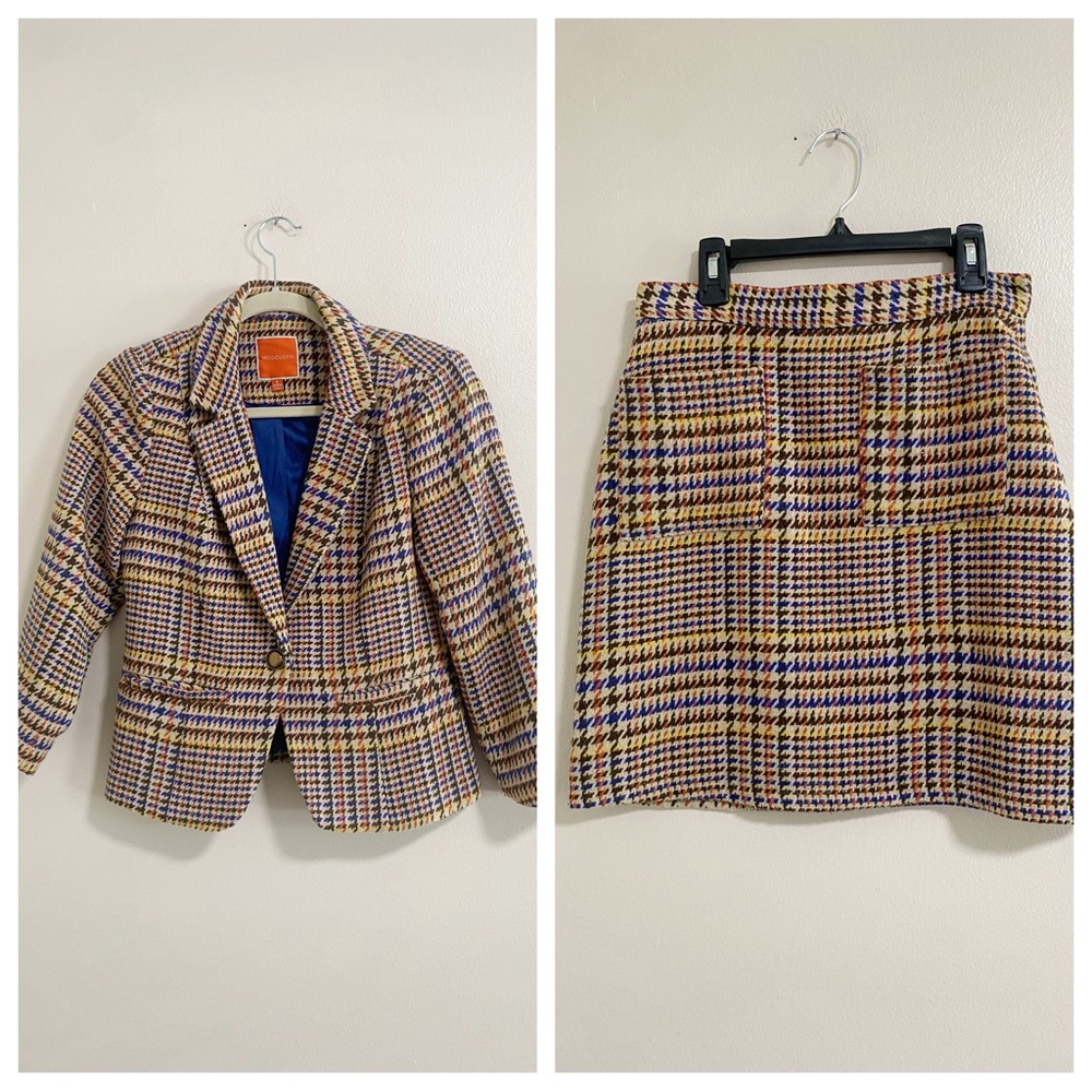 ModCloth 2 Piece Set Plaid Blazer and Skirt Size Small